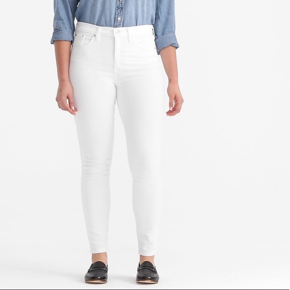 J crew 9” high rise toothpick jeans white